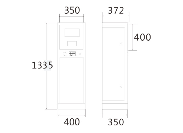 H型黃白出入口控制機(jī)(R05)尺寸圖